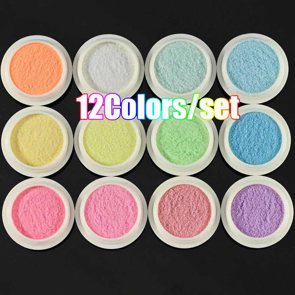 Neon-Pigmentpulver Set – 12 Farben für Nageldesign, Ombre & Chrome-Effekte