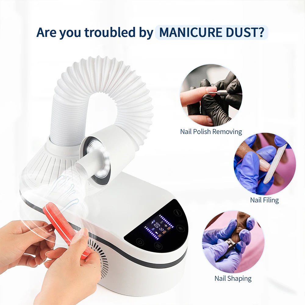 Nail Dust Collector mit flexiblem Schlauch – Profi Staubabsaugung für Maniküre, 320 W, Touchscreen