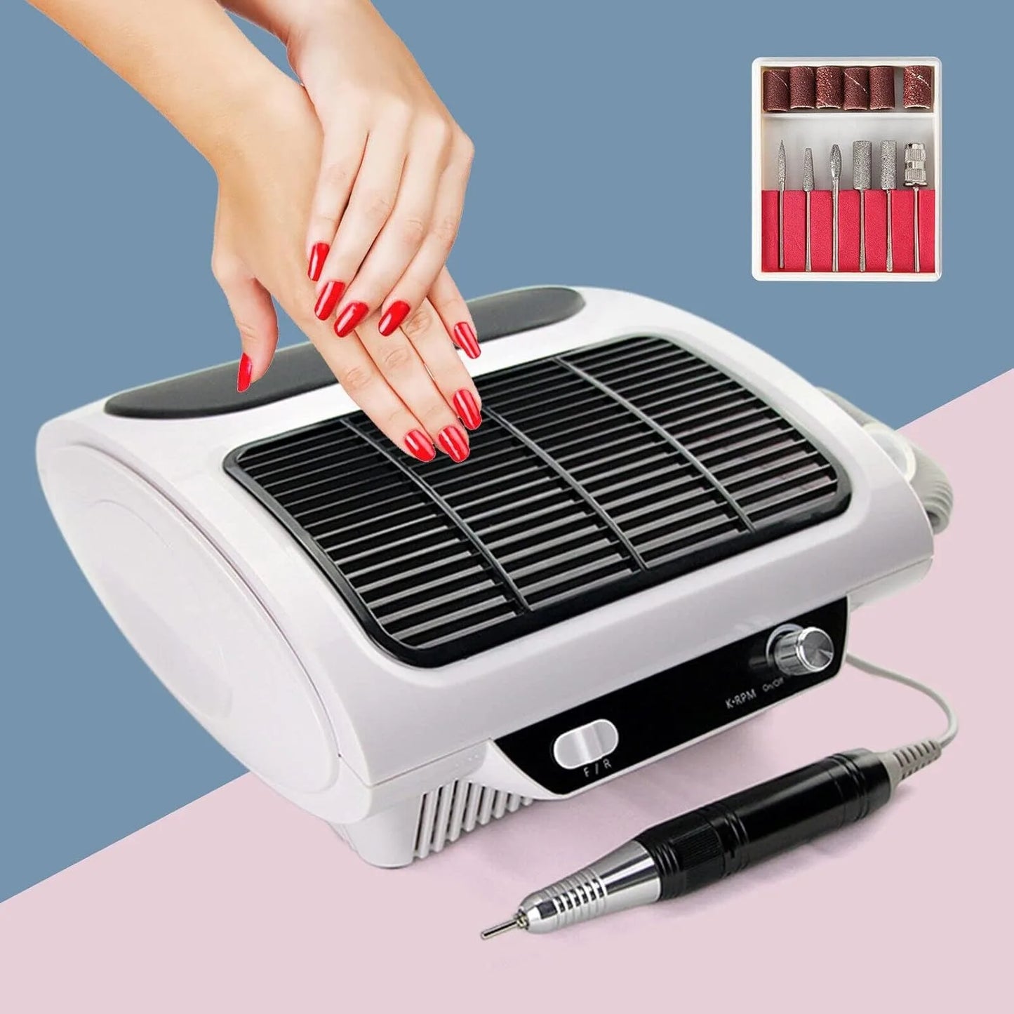 Elektrisches Maniküre-Set mit Nagelfräser & Staubabsaugung – 220 V Profi-Staubsauger & Fräser für Nagelstudio