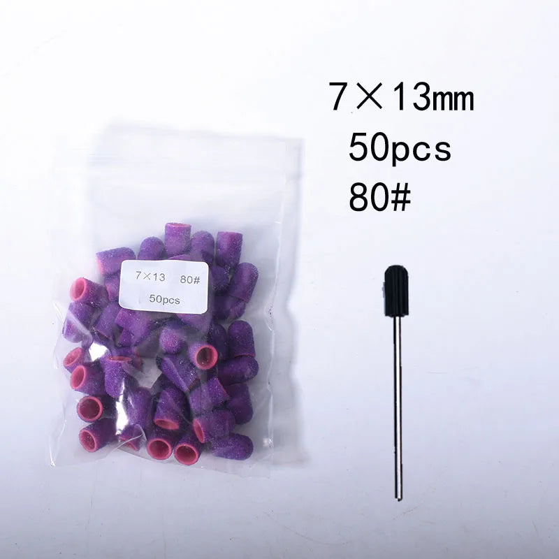 50er Set Schleifkappen für Nagelpflege mit Gummi-Träger – Pediküre & Hornhautentfernung
