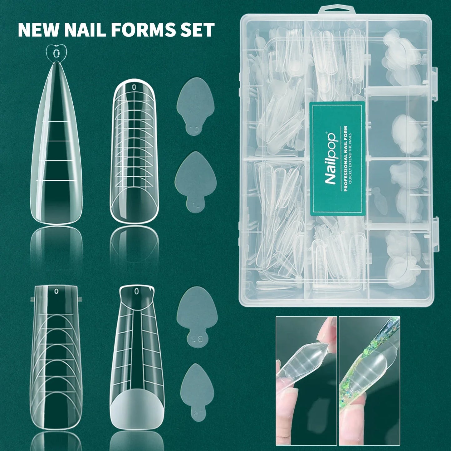 Nailpop Duet System Dual Form Set – Wiederverwendbare Formen für French Maniküre, Square & Almond Shape