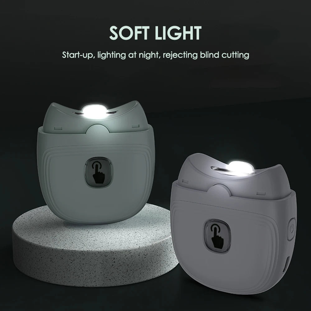2-in-1 Elektrischer Nageltrimmer & Schleifer mit LED – Wiederaufladbar via USB, für Baby, Erwachsene & Senioren