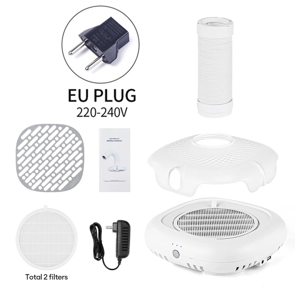 130W Turbo Nagelstaubabsaugung mit 2 Filtern – Bürstenloser Profi Nail Dust Collector für Maniküre & Pediküre