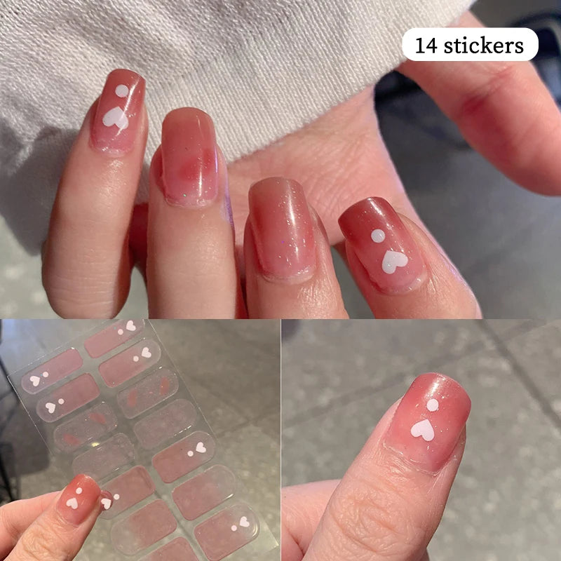 14-teilige Nagelfolien „Pastell Rainbow“ – Selbstklebende Full Cover Nail Wraps