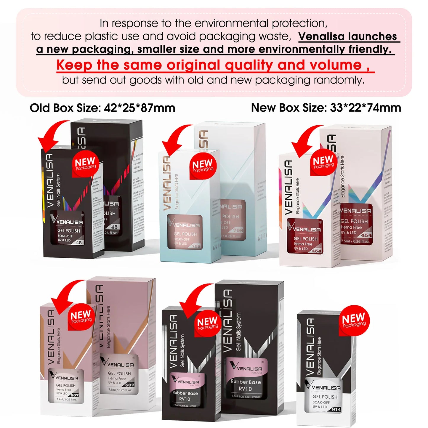 Venalisa HEMA-FREE Gel-Lack – 7,5 ml – French, Nude & Glitzer-Kollektion