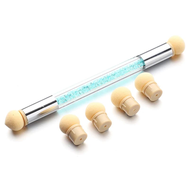 Sponge Pen für Nail Art – mit Ersatzköpfen für Farbverlauf, Glitzer & Puder