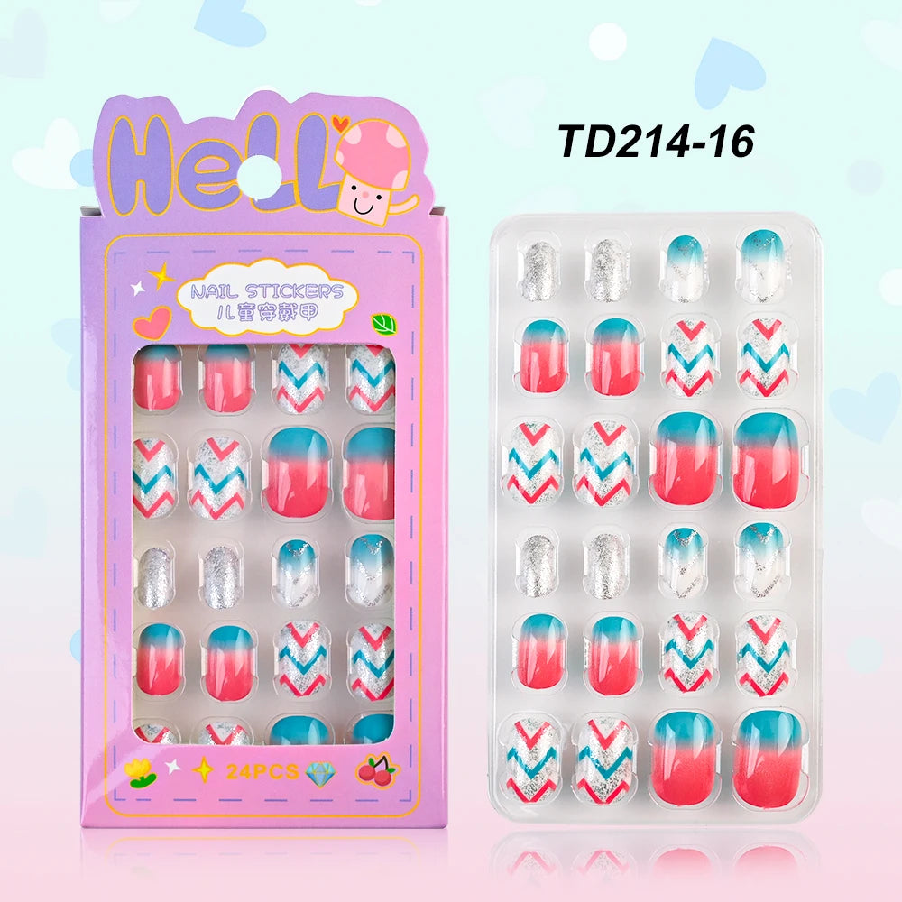 Sanrio Kinder Press-On Nägel – 12 Stück, Hello Kitty, Kuromi, Cartoon Design