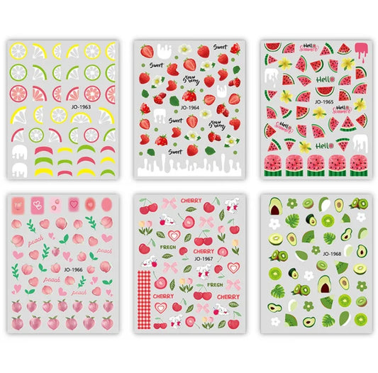 Fruit Nail Sticker – Zitrone, Erdbeere & Wassermelone | Sommerliche Nailart