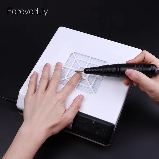Foreverlily 60W Profi-Nagelstaubabsaugung mit flexibler Absaugarm | Doppelmodus & LED-Licht | Maniküre Staubsauger mit Schlauch