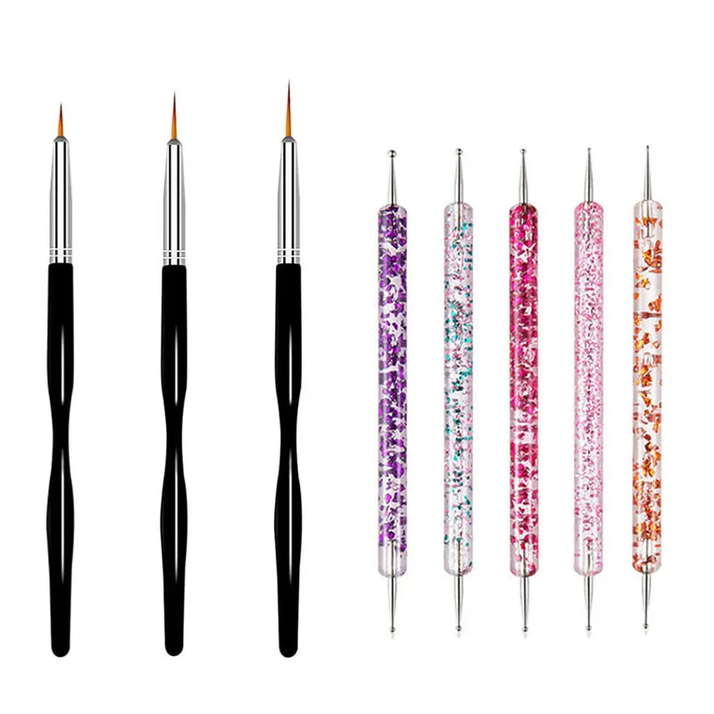 Nail Art Pinselset – 5/20 Stk für Malerei, Dotting, Liner & Acryl-Gel