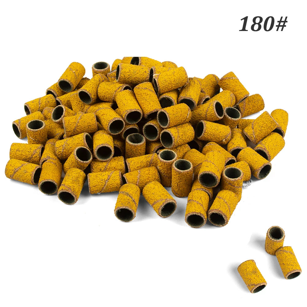 500 Stück Schleifhülsen Set – 80/120/180/240 Grit für Maniküre, Nagelfräser & Gelentfernung