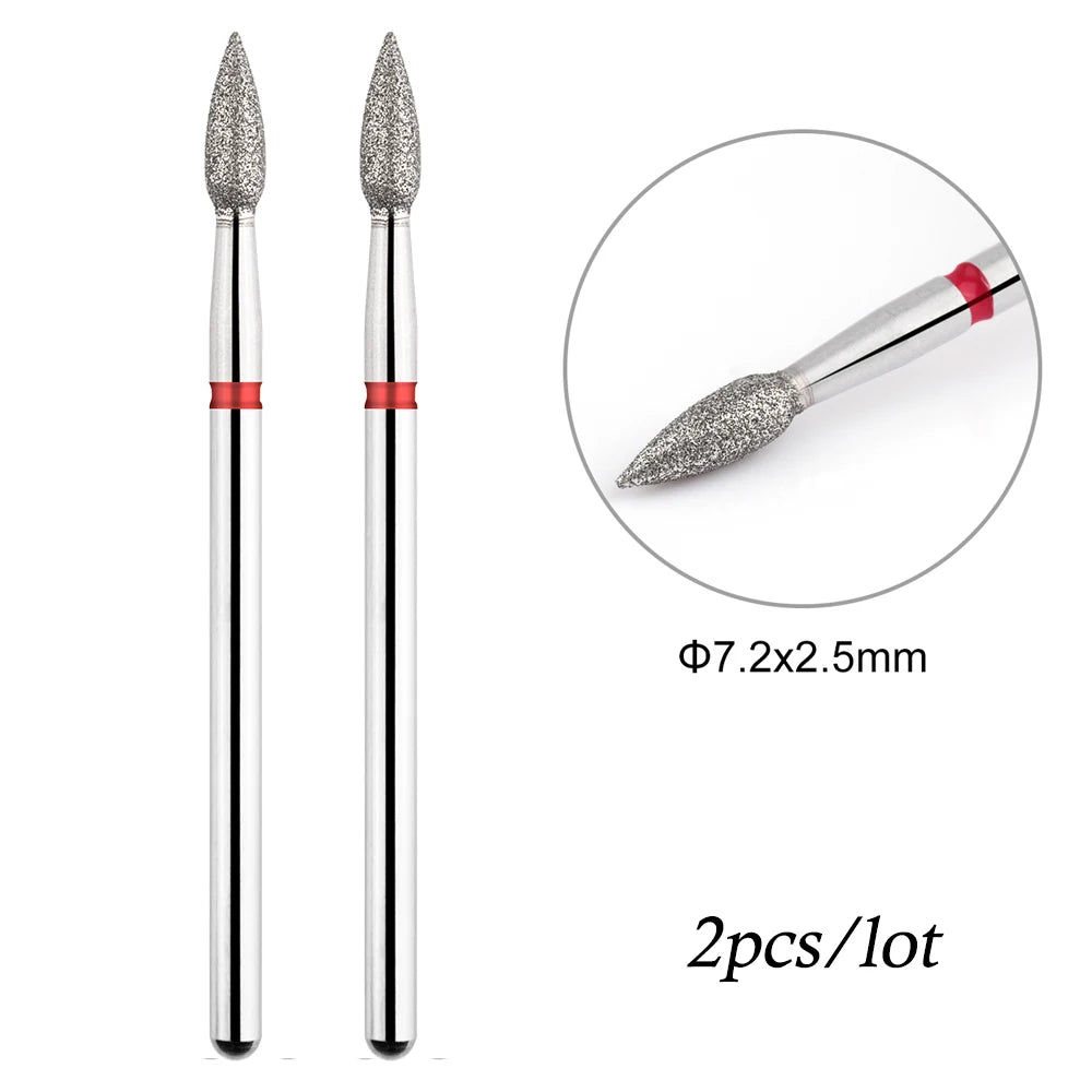 2er-Set Diamant-Fräserbits – Flammenform für Nagelhaut & Gellack (3/32", Profi-Qualität)