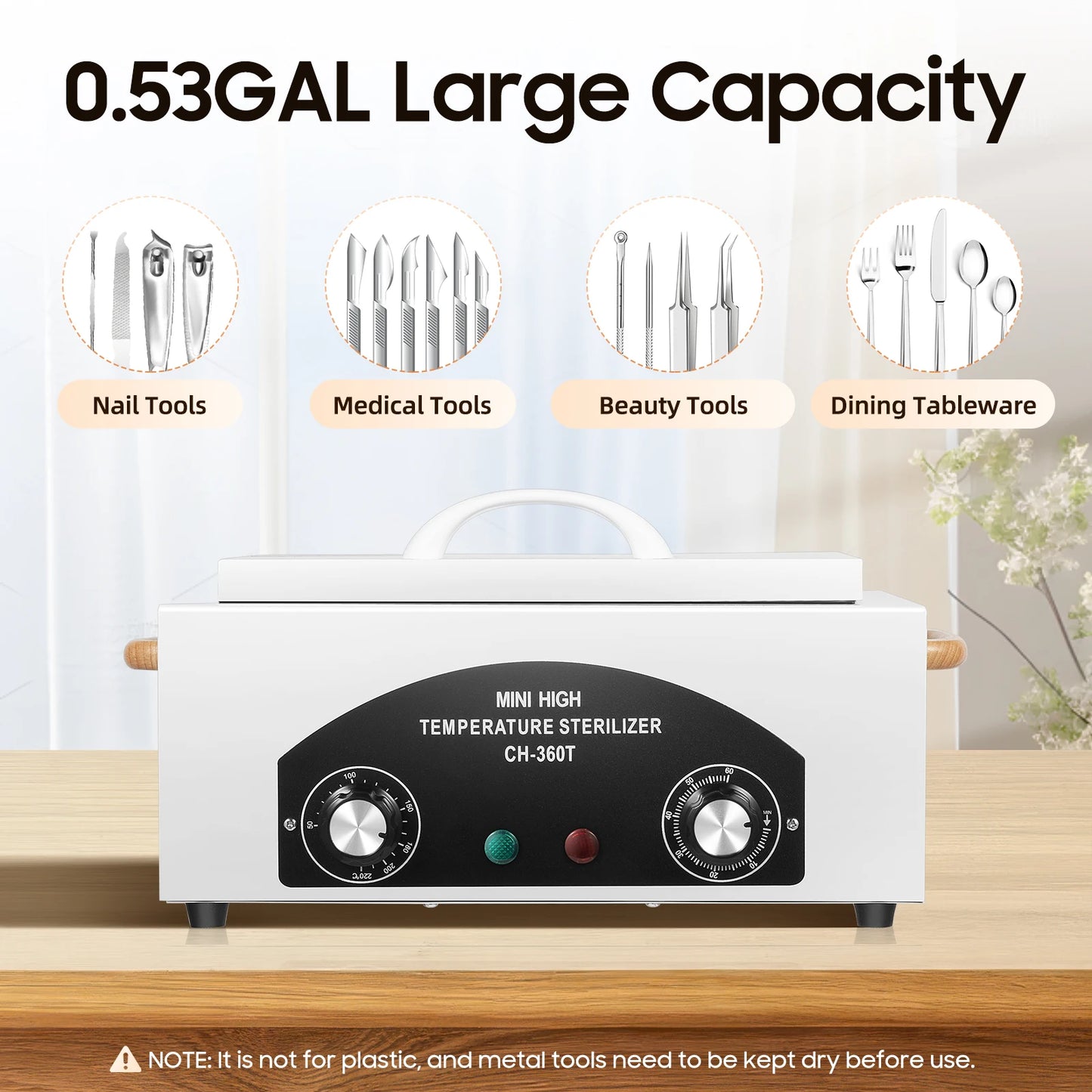 Metall-Sterilisator 300 W – Hochtemperatur 2 L Kammer mit Kontrollleuchte