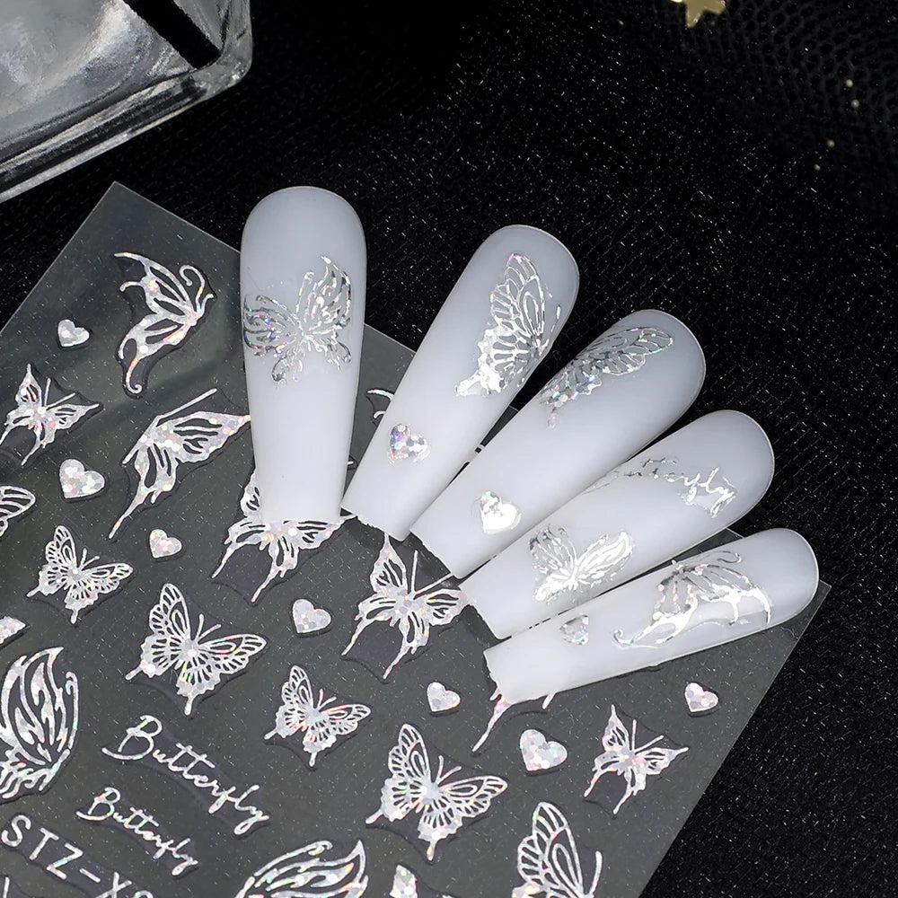 Holographische Nail Sticker – 3D Laser Butterfly, Snake, Dragon & Stars