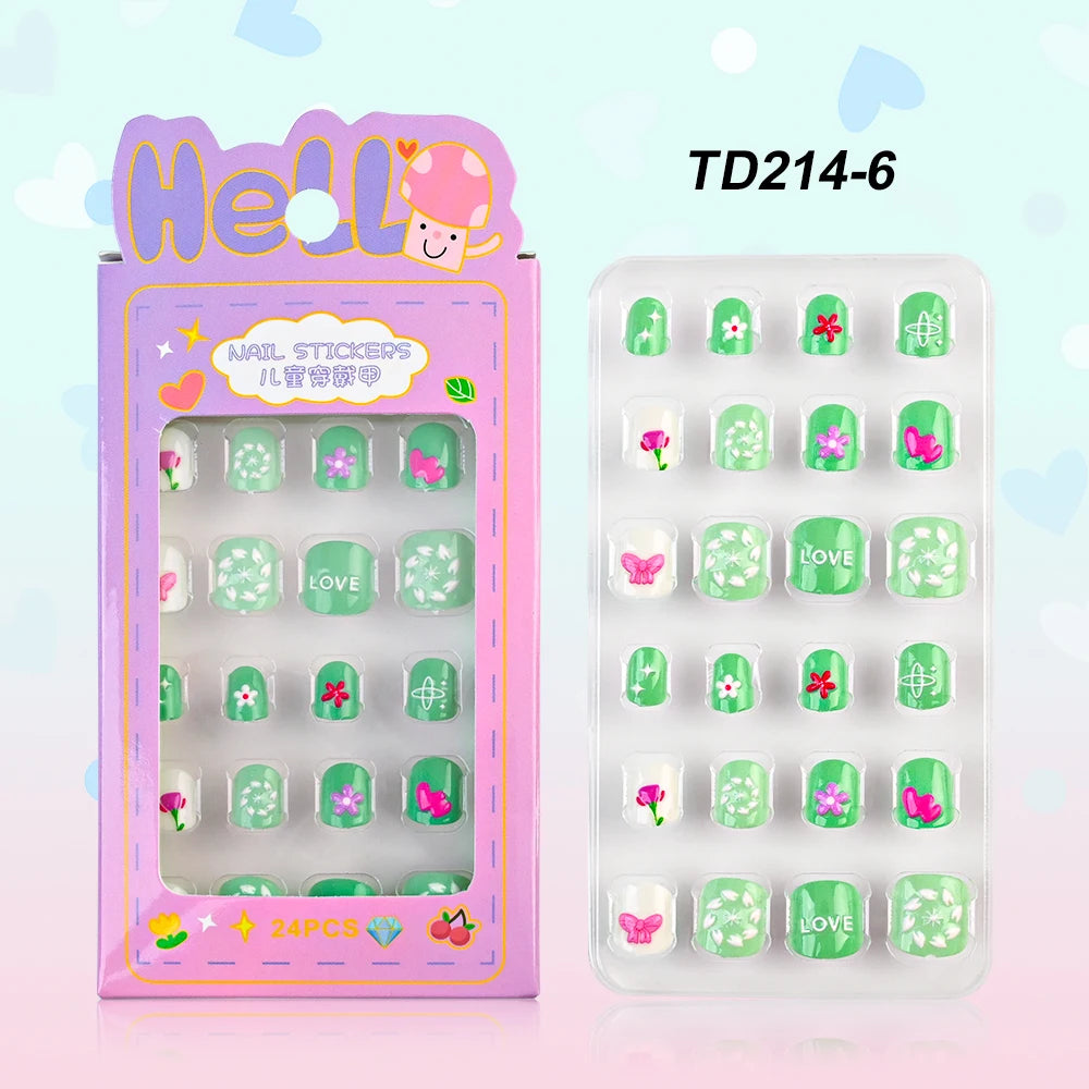 Sanrio Kinder Press-On Nägel – 12 Stück, Hello Kitty, Kuromi, Cartoon Design
