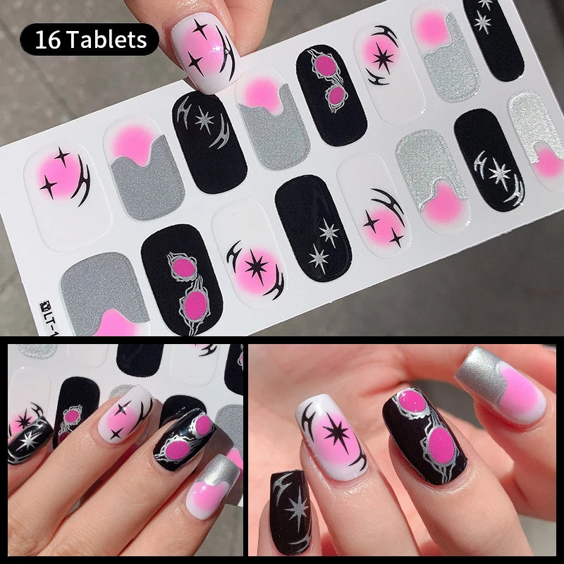 Fullcover Nail Sticker – Modische selbstklebende Nagelfolien mit Glitzer