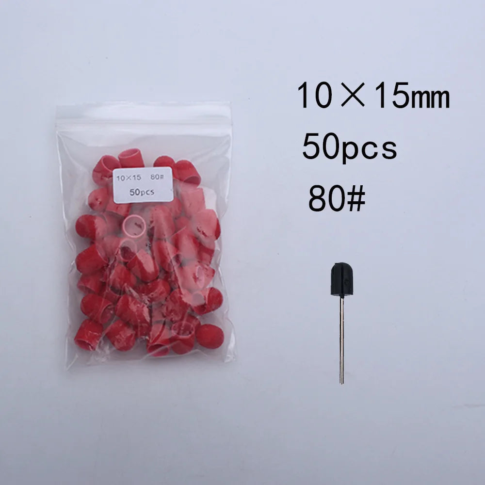 50er Set Schleifkappen für Nagelpflege mit Gummi-Träger – Pediküre & Hornhautentfernung
