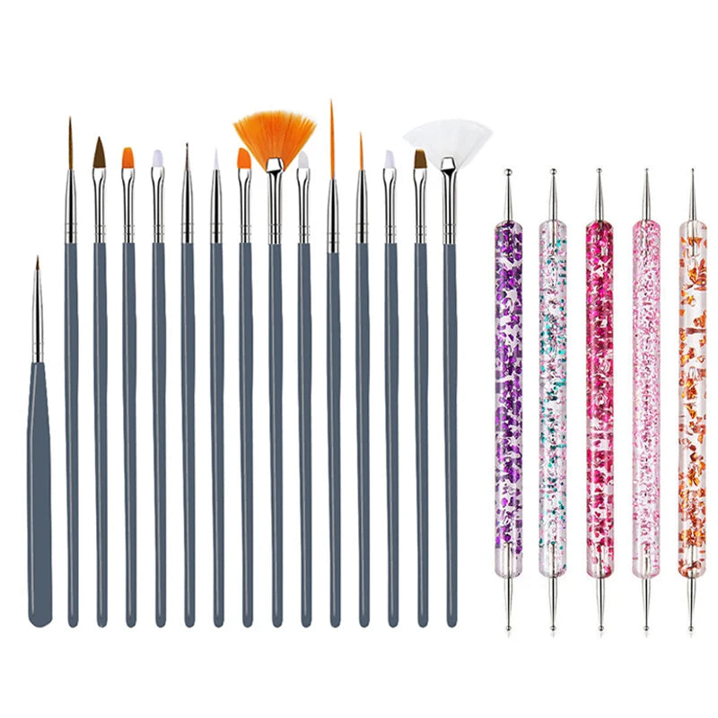 Nail Art Pinselset – 5/20 Stk für Malerei, Dotting, Liner & Acryl-Gel