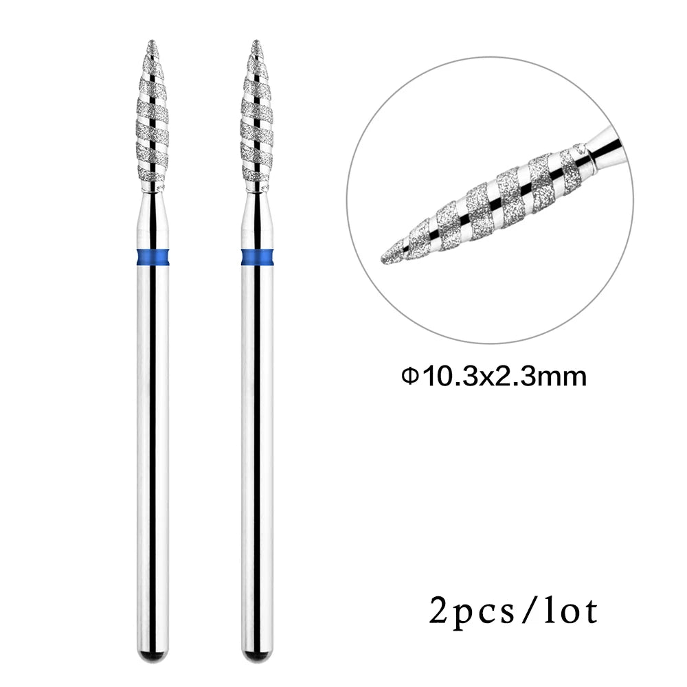 2er-Set Diamant-Fräserbits – Flammenform für Nagelhaut & Gellack (3/32", Profi-Qualität)