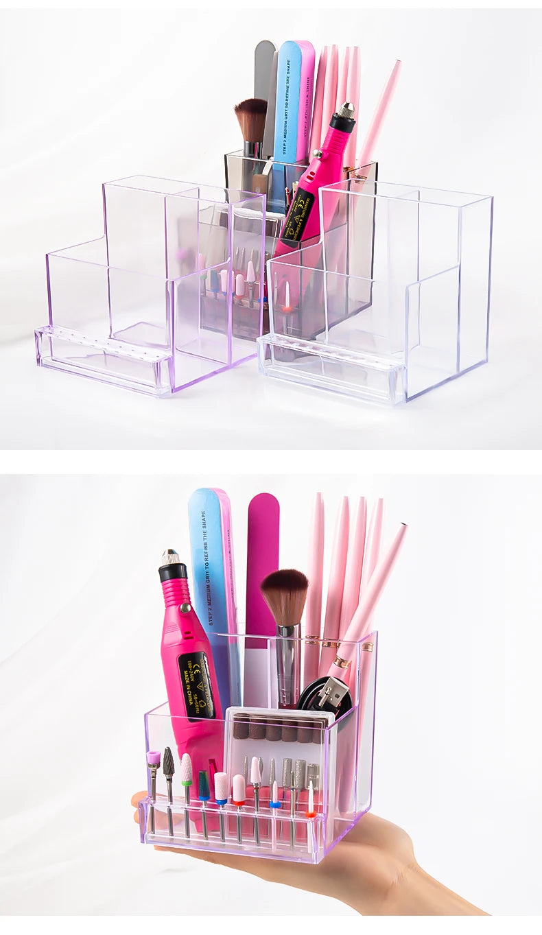 Acryl Organizer für Nagelzubehör – Aufbewahrungsbox für Fräser, Bits & Werkzeuge