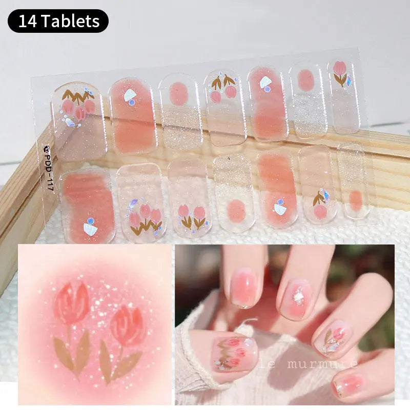 Fullcover Nail Sticker – Modische selbstklebende Nagelfolien mit Glitzer