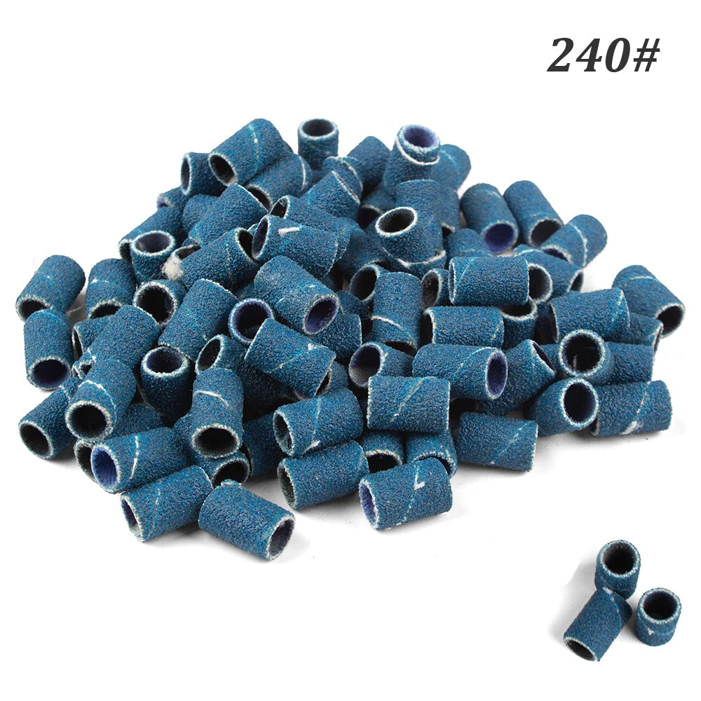 500 Stück Schleifhülsen Set – 80/120/180/240 Grit für Maniküre, Nagelfräser & Gelentfernung