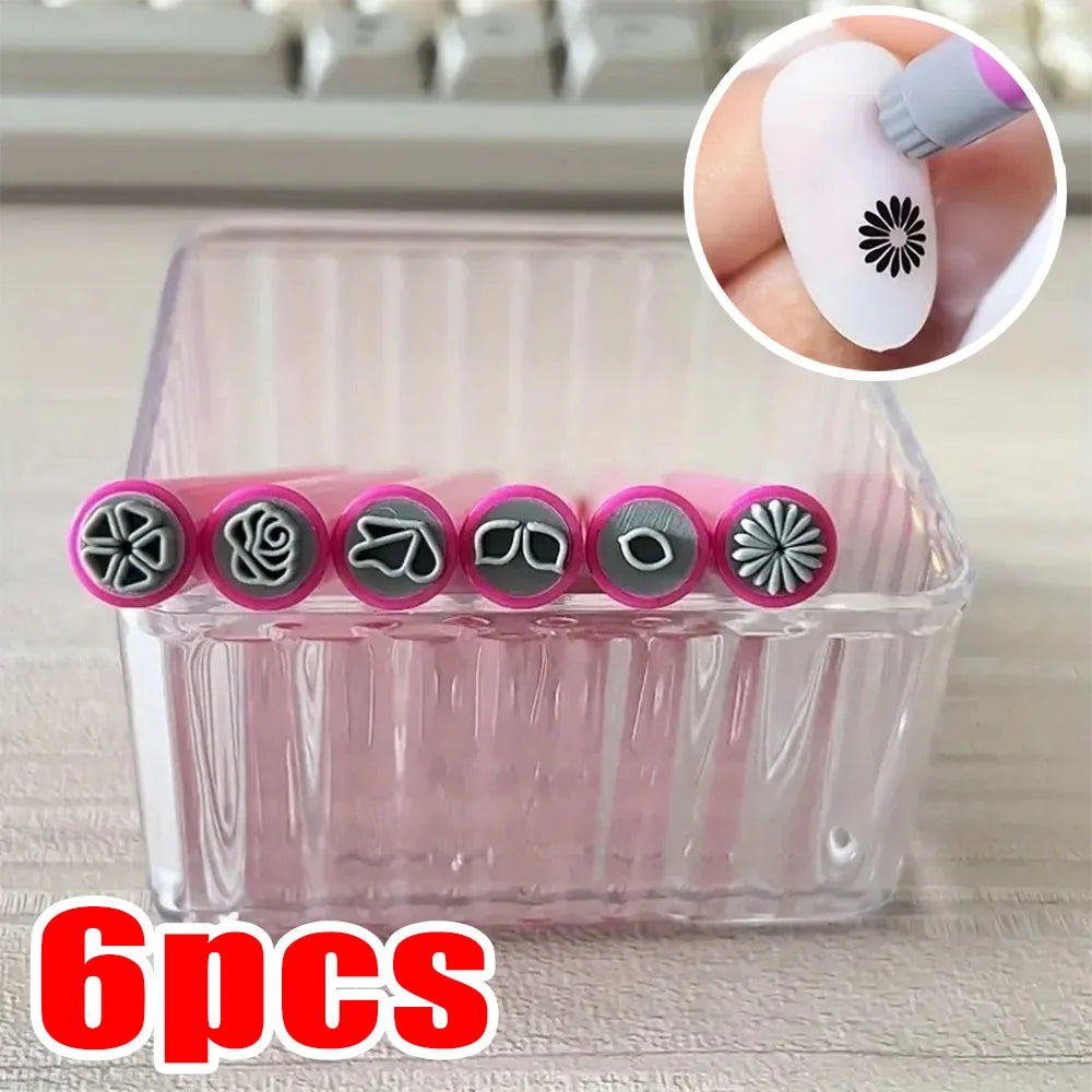 4/6/10er-Set Nailart-Stempelstifte – Blumen- & Schmetterlingsmotive für kreative Designs