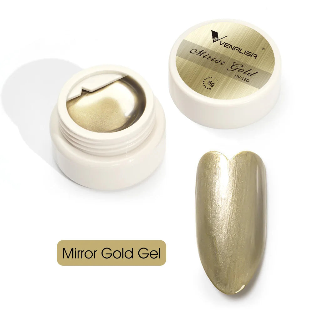 Venalisa 5ml Metallic Mirror Gel – Silber & Gold – UV-Gel für Spiegeleffekt & Modellage