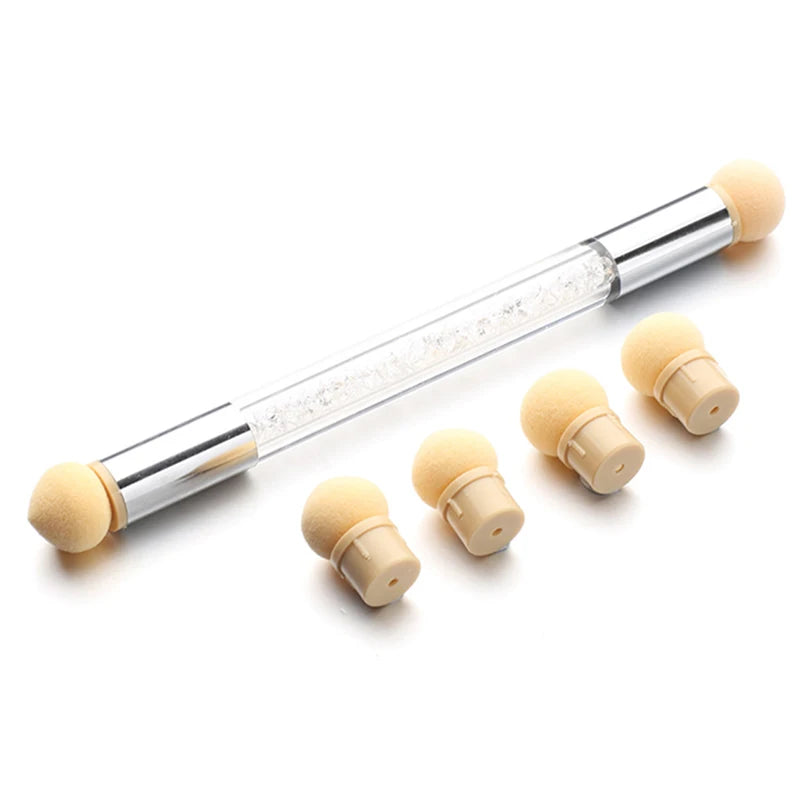 Sponge Pen für Nail Art – mit Ersatzköpfen für Farbverlauf, Glitzer & Puder