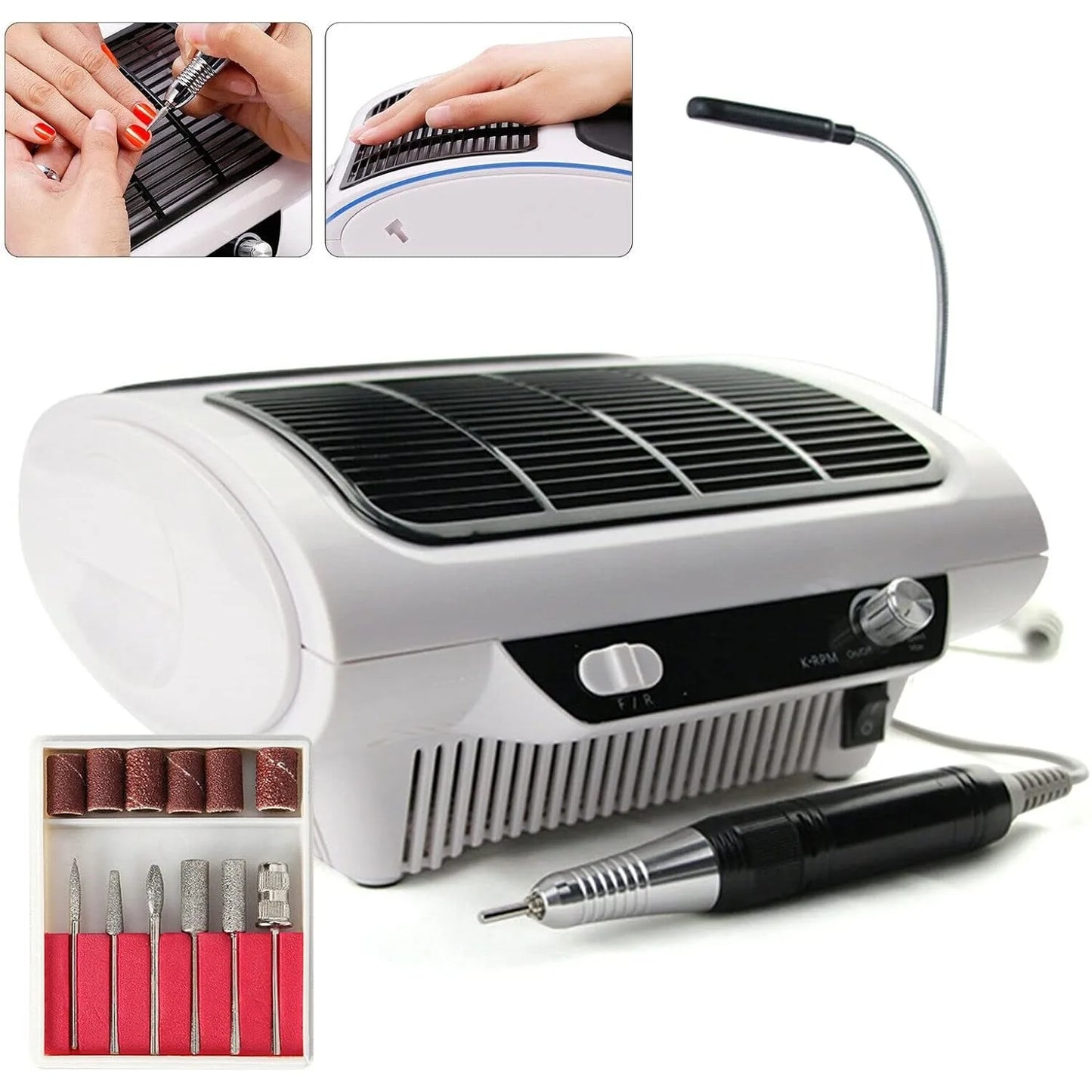 Elektrisches Maniküre-Set mit Nagelfräser & Staubabsaugung – 220 V Profi-Staubsauger & Fräser für Nagelstudio