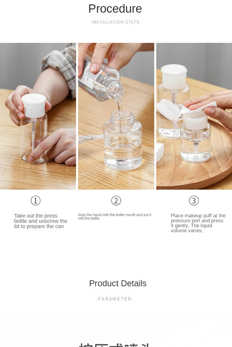 Leere Push-Pump-Flasche für Nagellackentferner – Nachfüllbar & Transparent