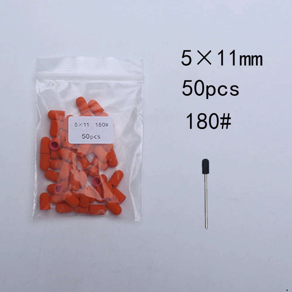 50er Set Schleifkappen für Nagelpflege mit Gummi-Träger – Pediküre & Hornhautentfernung