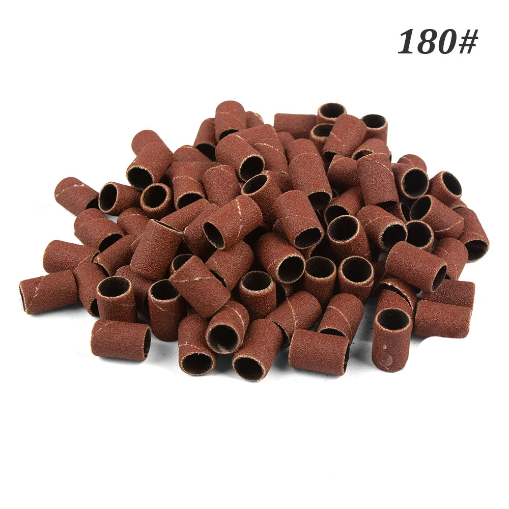 500 Stück Schleifhülsen Set – 80/120/180/240 Grit für Maniküre, Nagelfräser & Gelentfernung