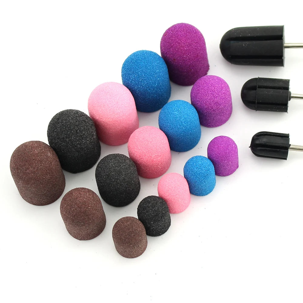 50er Set Schleifkappen für Nagelpflege mit Gummi-Träger – Pediküre & Hornhautentfernung