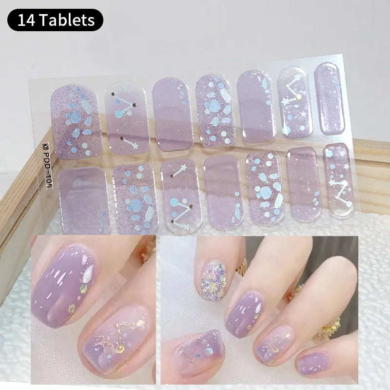 Fullcover Nail Sticker – Modische selbstklebende Nagelfolien mit Glitzer 2.