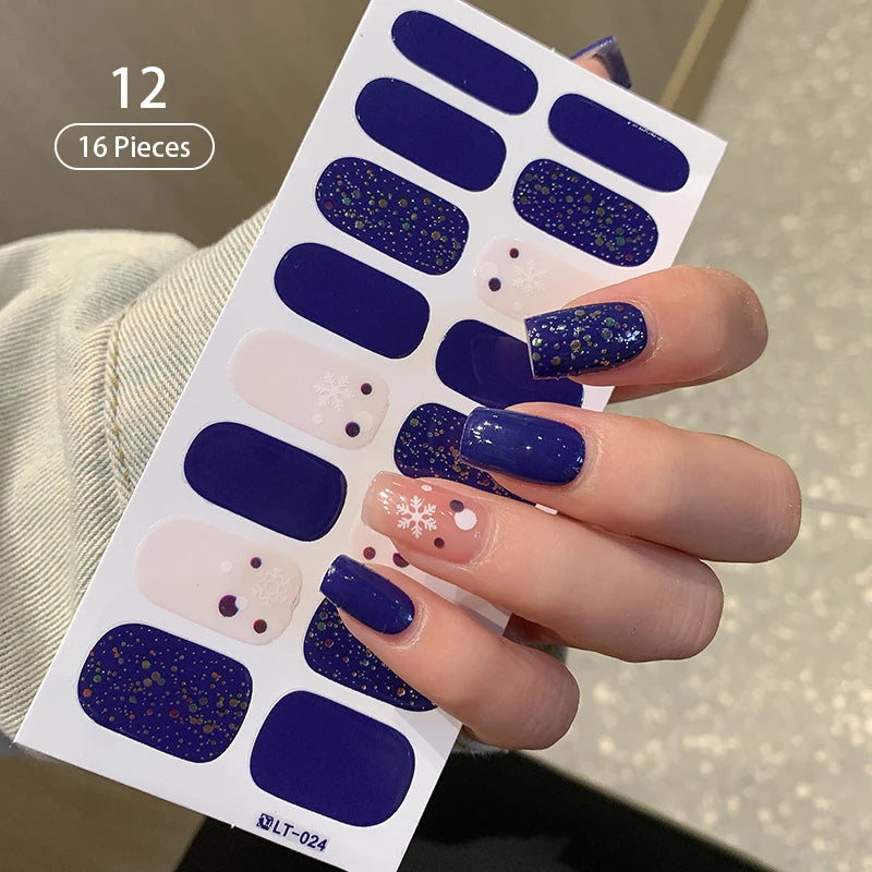 Fullcover Nail Sticker – Modische selbstklebende Nagelfolien mit Glitzer