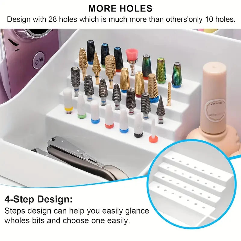 Nail Bit Halter mit 28 Löchern – Organizer für Fräser, Pinsel & Zubehör