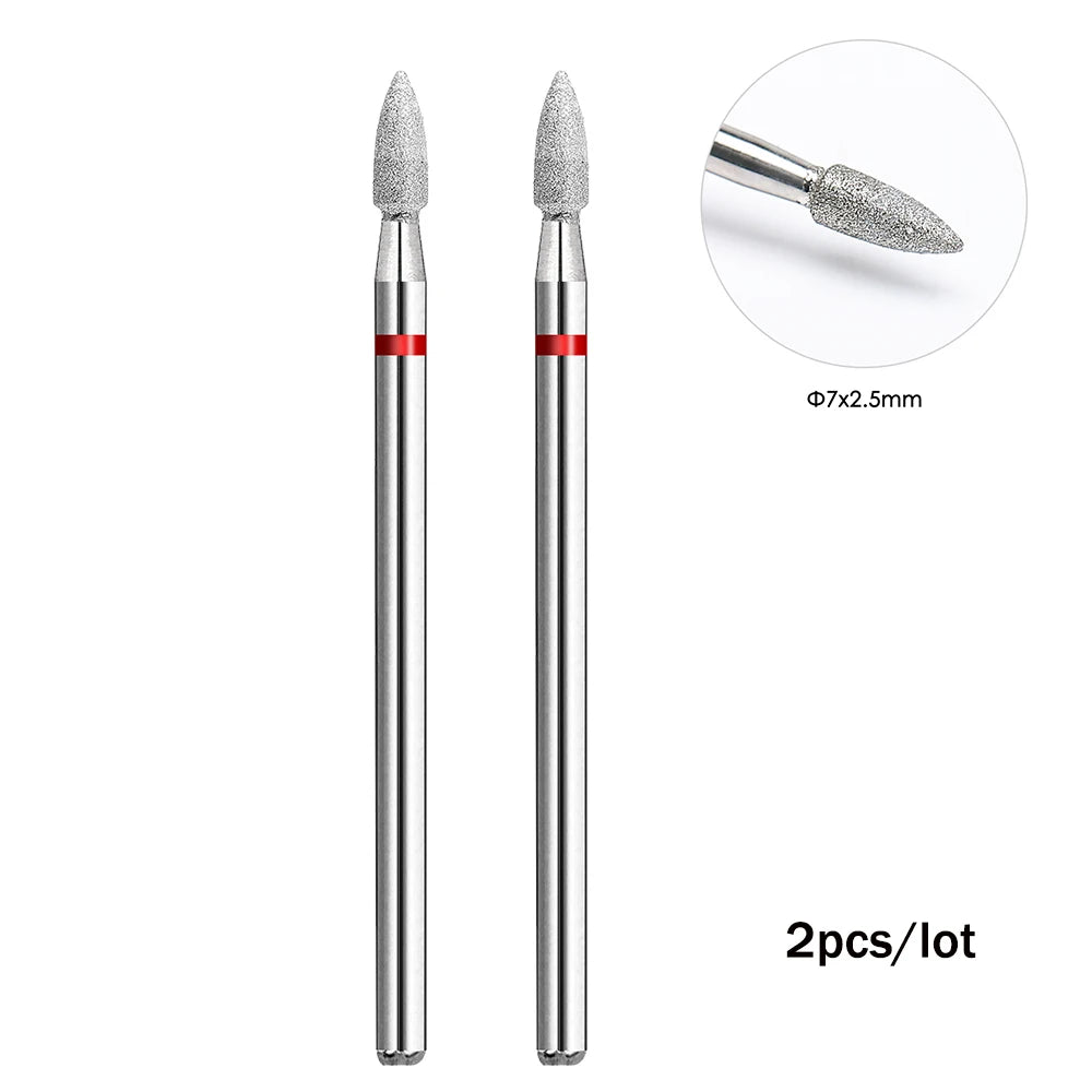 2er-Set Diamant-Fräserbits – Flammenform für Nagelhaut & Gellack (3/32", Profi-Qualität)