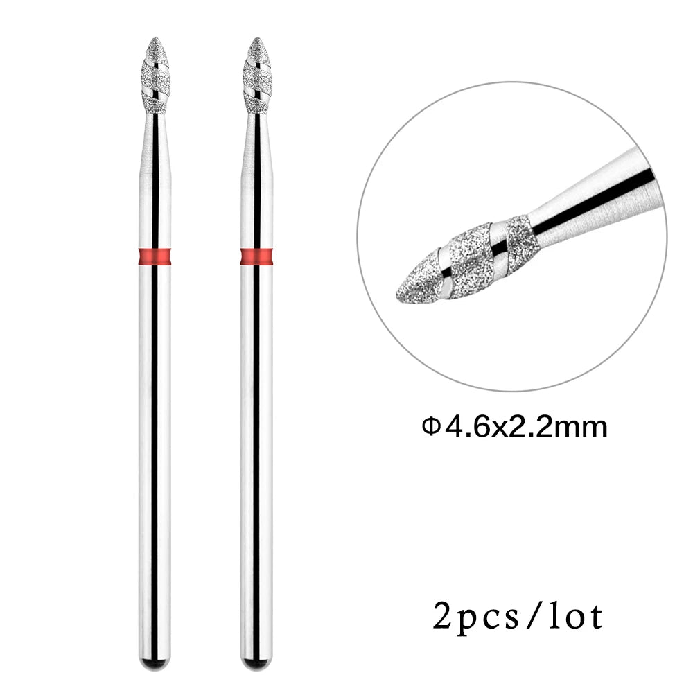 2er-Set Diamant-Fräserbits – Flammenform für Nagelhaut & Gellack (3/32", Profi-Qualität)