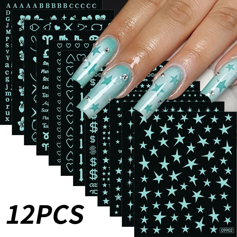 Nagelsticker „Stitch & Angel“ – 12 Bögen Cartoon-Kollektion für Kinder & Nail Art
