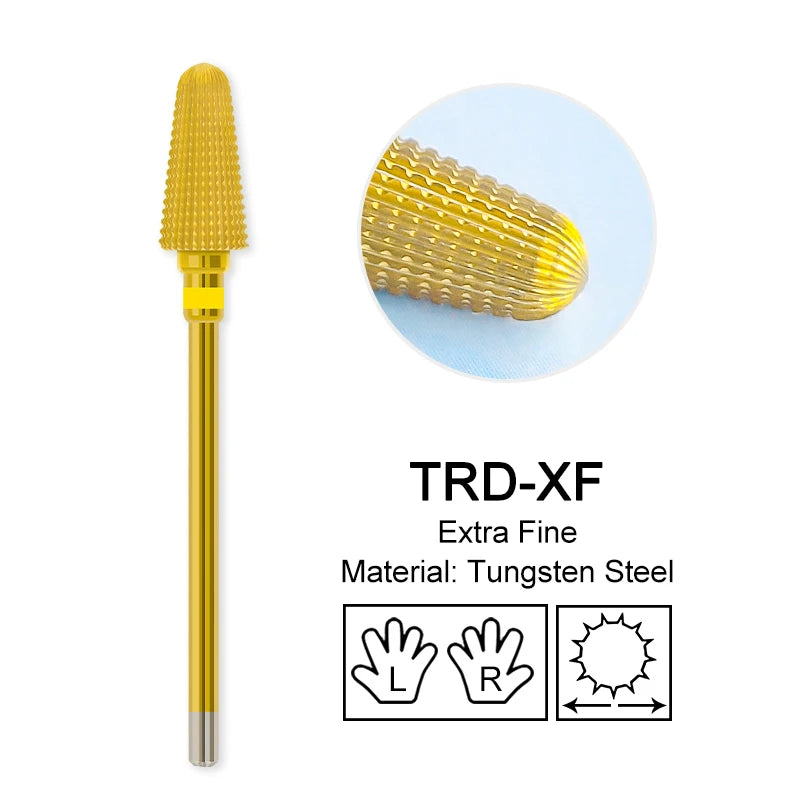 Tapered Barrel Fräserbit – Hartmetall (Tungsten), für Gelentfernung & Polieren (4XC, Gold)