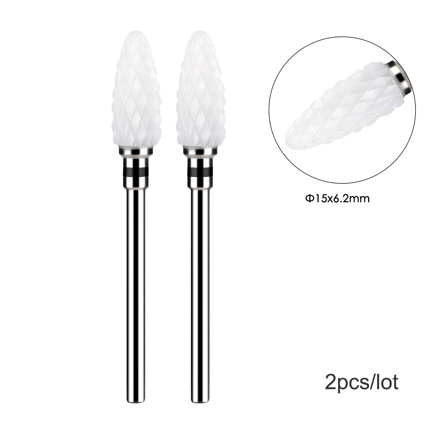 2er-Set Diamant-Fräserbits – Flammenform für Nagelhaut & Gellack (3/32", Profi-Qualität)