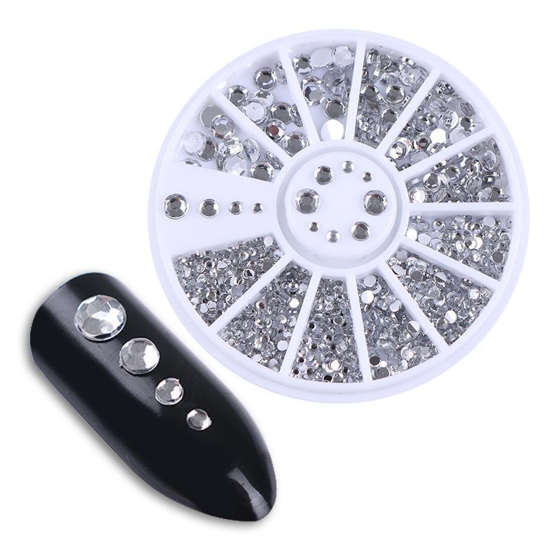 Nagel Ornament Silber Nail art Transparent Kristall