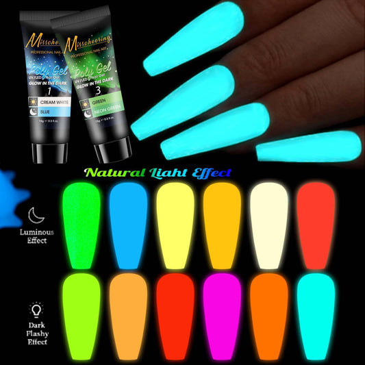 Nagelverlängerungsset mit Pailletten in 12 Farben